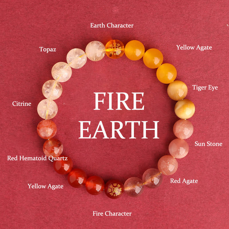 Nimara Ritual Five Elements Various Agate Crystal Black Onyx Green Chalcedony Aquamarine Wisdom Bracelet