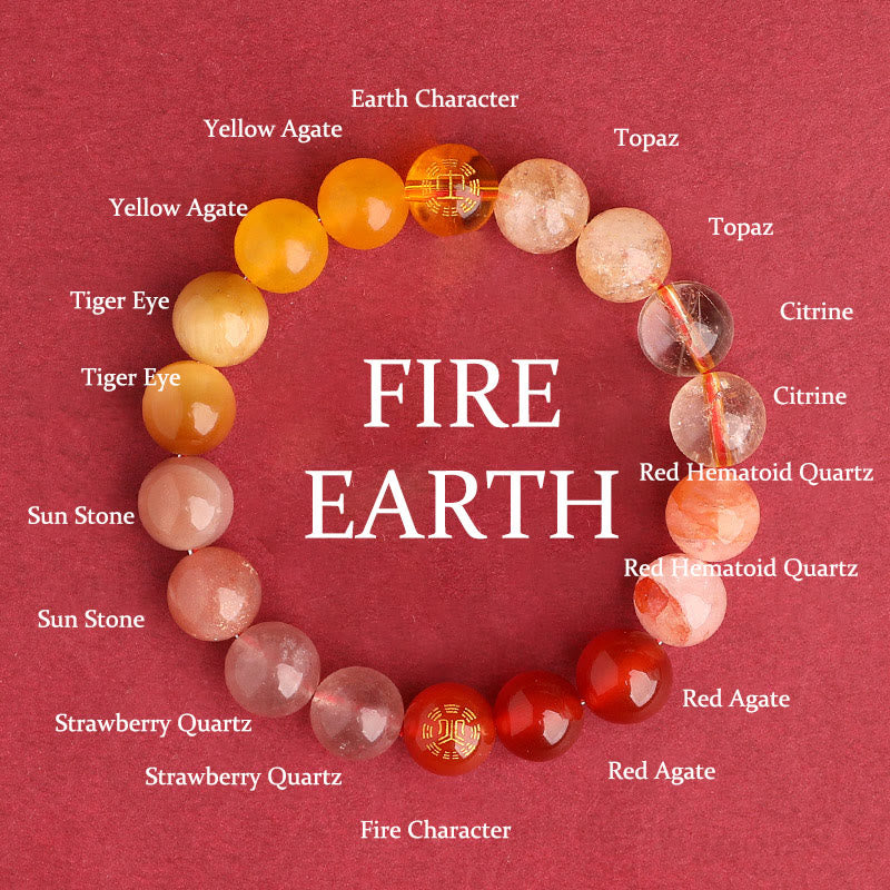 Nimara Ritual Five Elements Various Agate Crystal Black Onyx Green Chalcedony Aquamarine Wisdom Bracelet