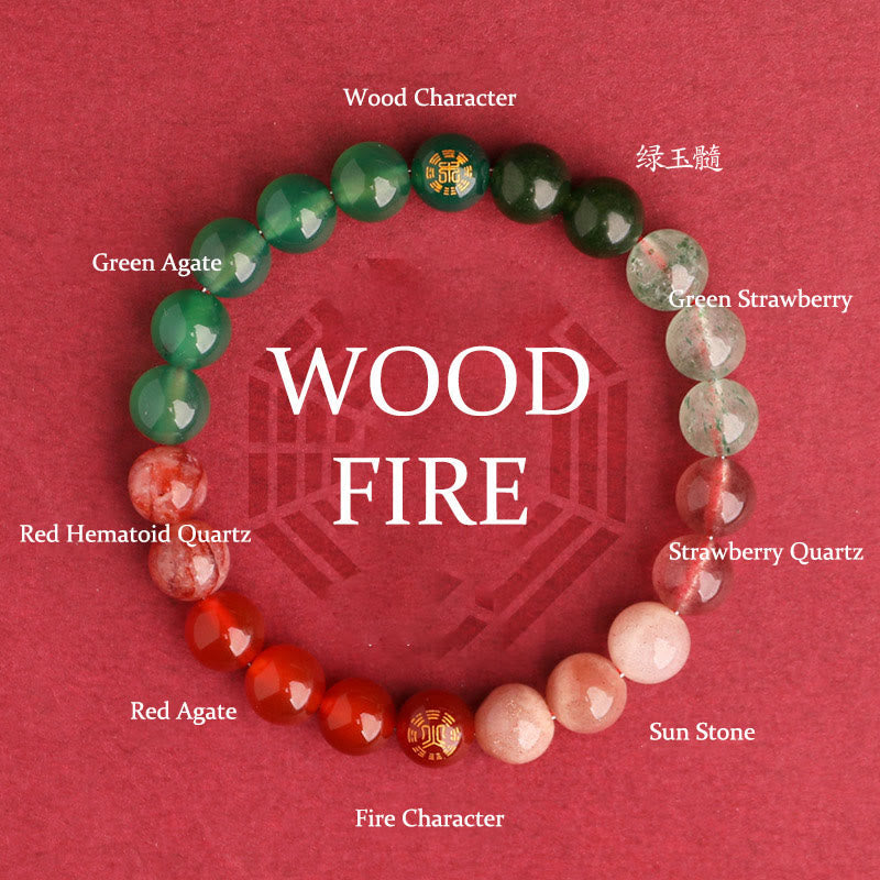 Nimara Ritual Five Elements Various Agate Crystal Black Onyx Green Chalcedony Aquamarine Wisdom Bracelet