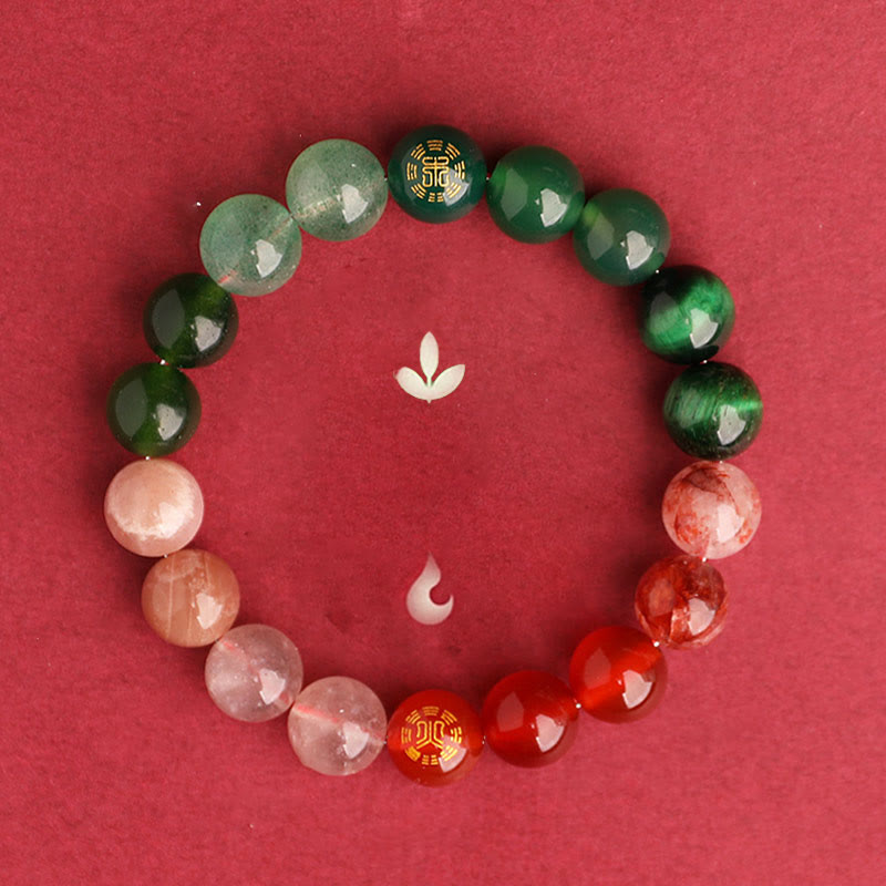 Nimara Ritual Five Elements Various Agate Crystal Black Onyx Green Chalcedony Aquamarine Wisdom Bracelet