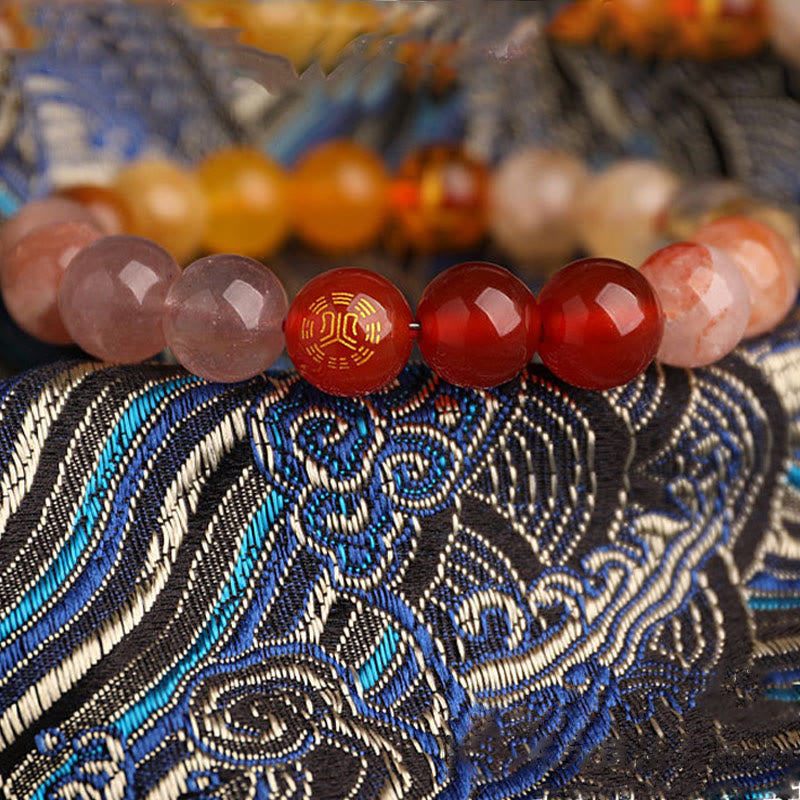 Nimara Ritual Five Elements Various Agate Crystal Black Onyx Green Chalcedony Aquamarine Wisdom Bracelet