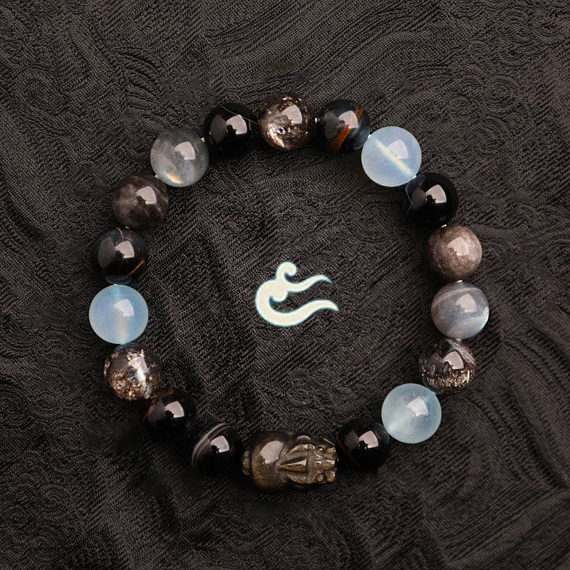 Nimara Ritual Five Elements Various Agate Crystal Green Strawberry Quartz Moss Agate Green Phantom Luck Bracelet