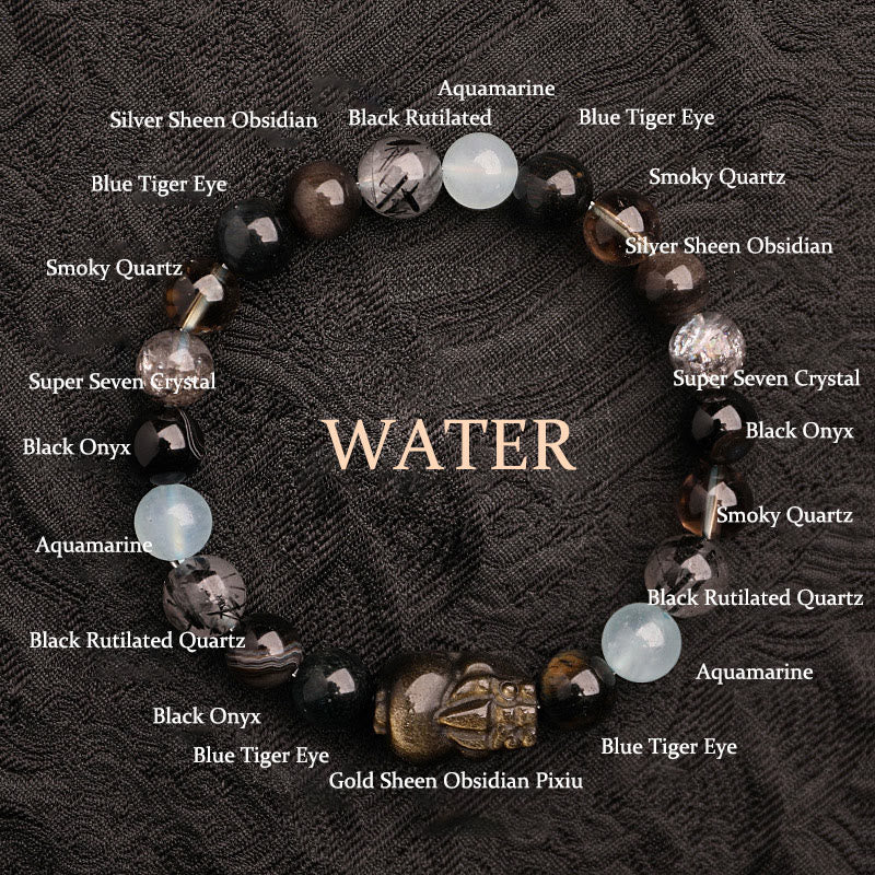 Nimara Ritual Five Elements Various Agate Crystal Green Strawberry Quartz Moss Agate Green Phantom Luck Bracelet
