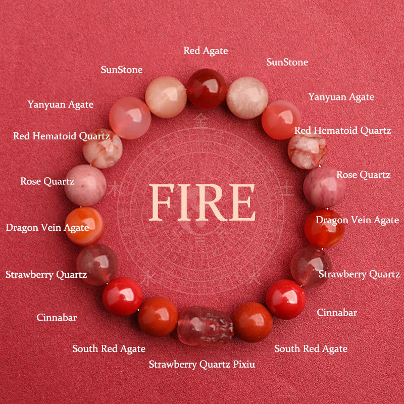 Nimara Ritual Five Elements Various Agate Crystal Green Strawberry Quartz Moss Agate Green Phantom Luck Bracelet