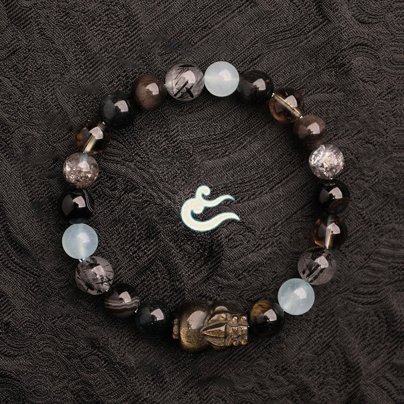 Nimara Ritual Five Elements Various Agate Crystal Green Strawberry Quartz Moss Agate Green Phantom Luck Bracelet