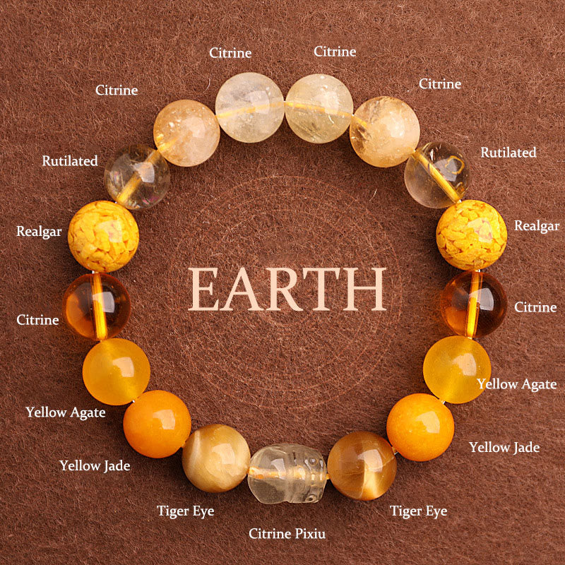 Nimara Ritual Five Elements Various Agate Crystal Green Strawberry Quartz Moss Agate Green Phantom Luck Bracelet