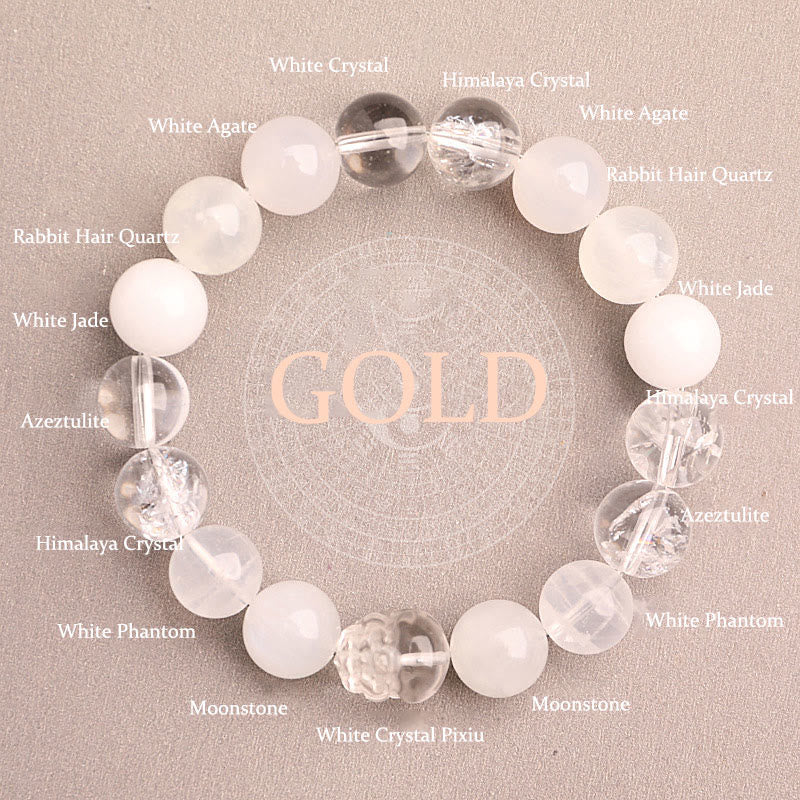Nimara Ritual Five Elements Various Agate Crystal Green Strawberry Quartz Moss Agate Green Phantom Luck Bracelet