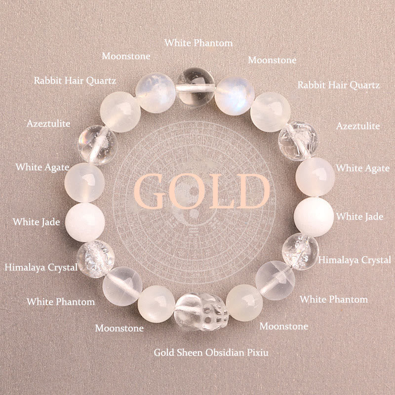 Nimara Ritual Five Elements Various Agate Crystal Green Strawberry Quartz Moss Agate Green Phantom Luck Bracelet
