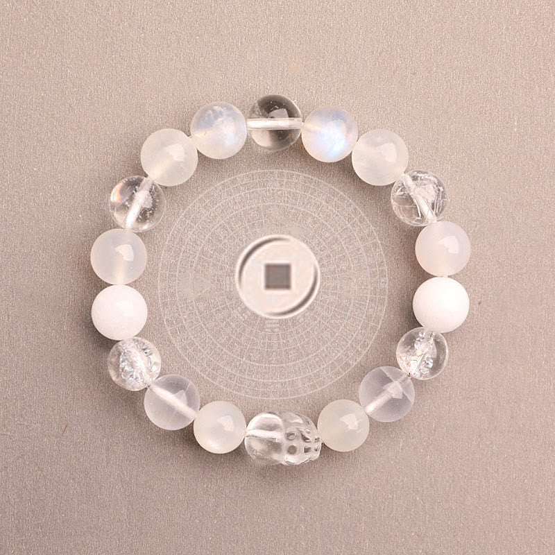Nimara Ritual Five Elements Various Agate Crystal Green Strawberry Quartz Moss Agate Green Phantom Luck Bracelet