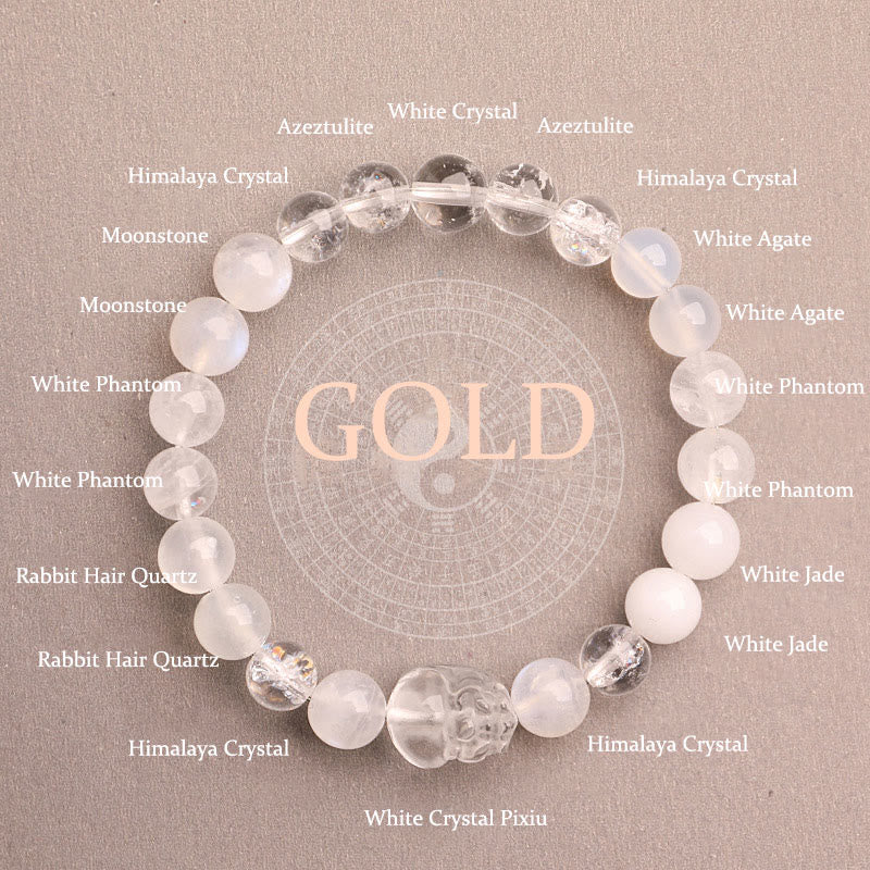 Nimara Ritual Five Elements Various Agate Crystal Green Strawberry Quartz Moss Agate Green Phantom Luck Bracelet