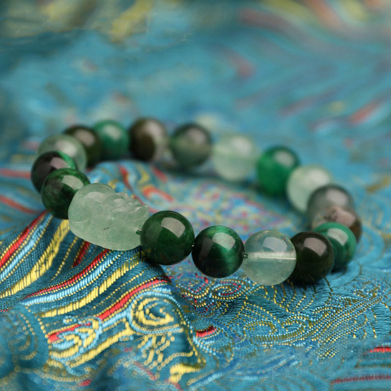 Nimara Ritual Five Elements Various Agate Crystal Green Strawberry Quartz Moss Agate Green Phantom Luck Bracelet