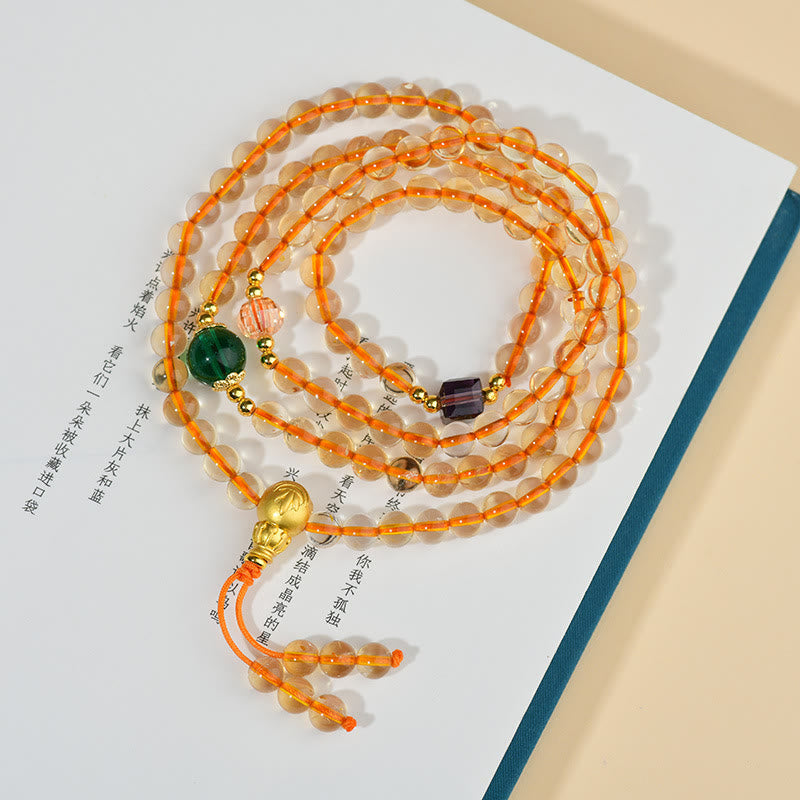Nimara Ritual 108 Mala Beads Citrine Happiness Bracelet