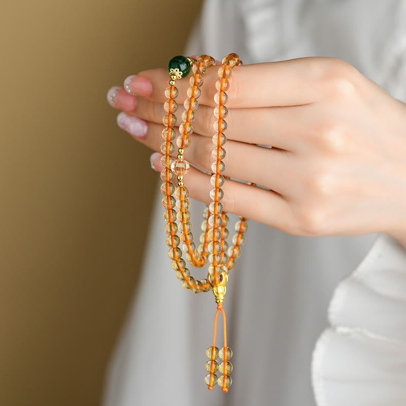 Nimara Ritual 108 Mala Beads Citrine Happiness Bracelet
