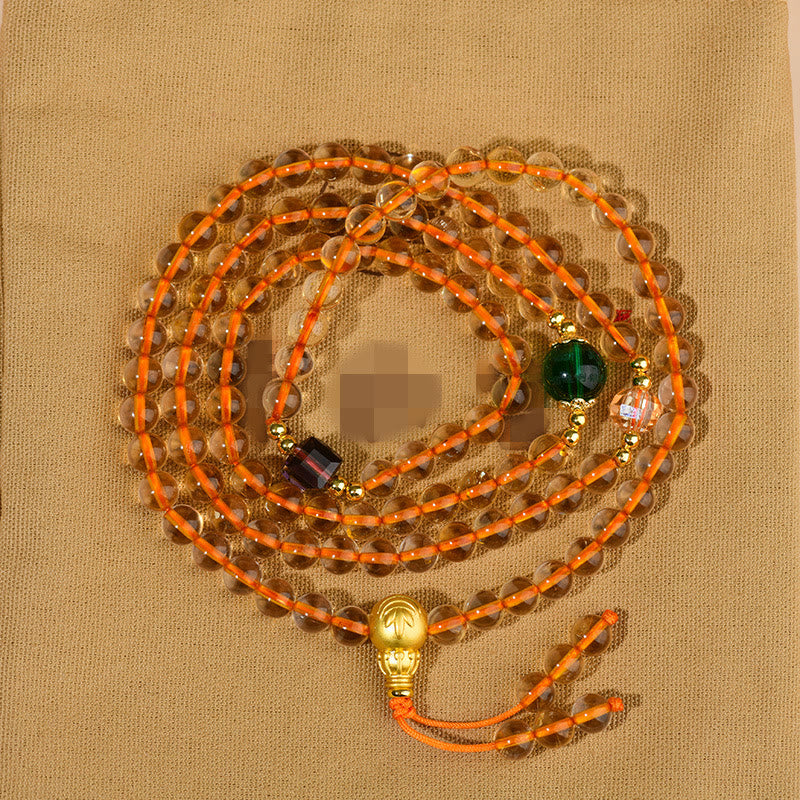 Nimara Ritual 108 Mala Beads Citrine Happiness Bracelet