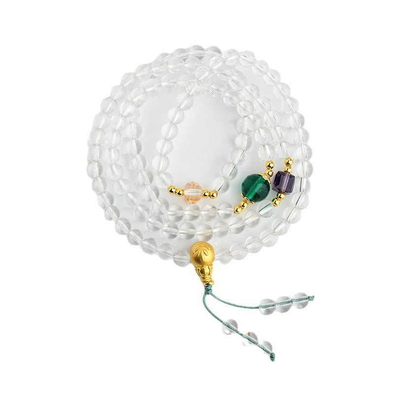 Nimara Ritual 108 Mala Beads White Crystal Clarity Bracelet