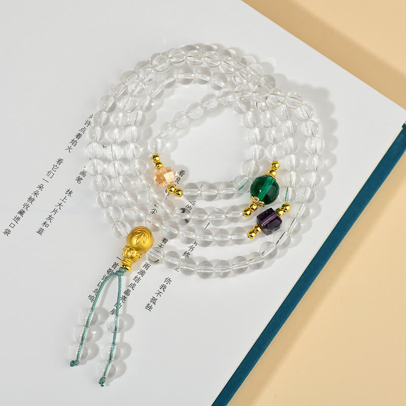 Nimara Ritual 108 Mala Beads White Crystal Clarity Bracelet