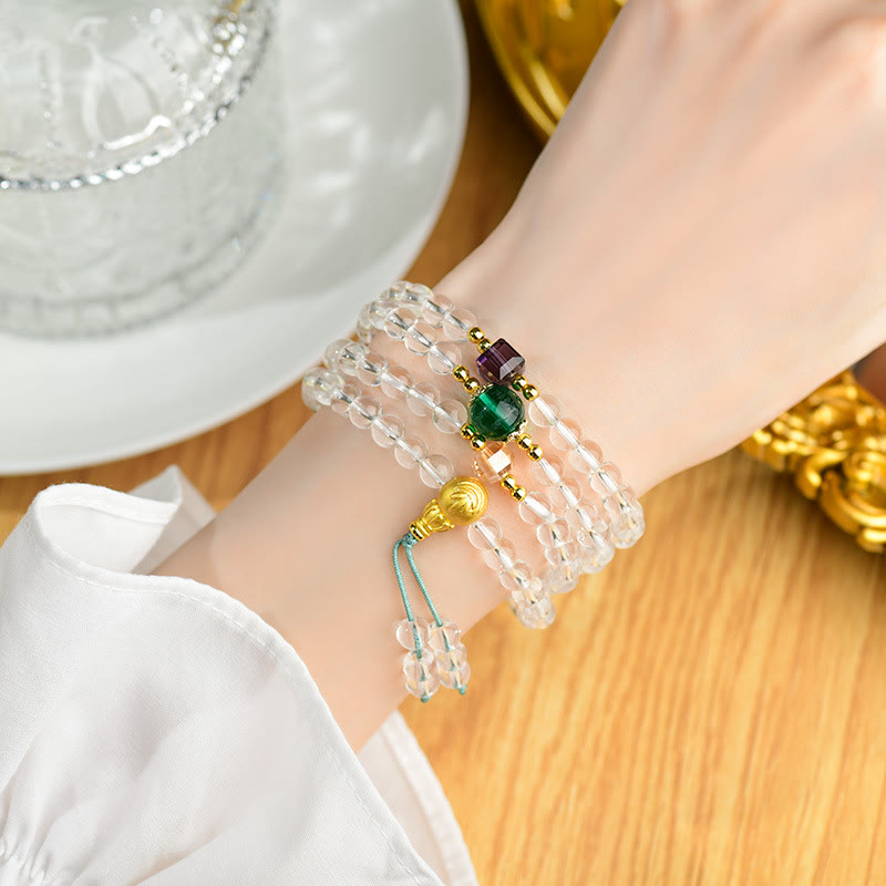 Nimara Ritual 108 Mala Beads White Crystal Clarity Bracelet