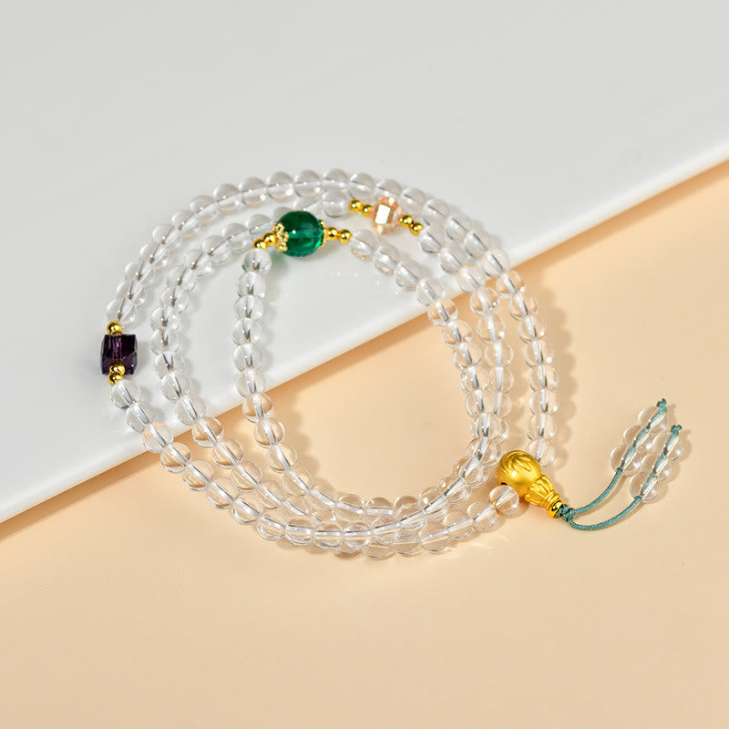 Nimara Ritual 108 Mala Beads White Crystal Clarity Bracelet