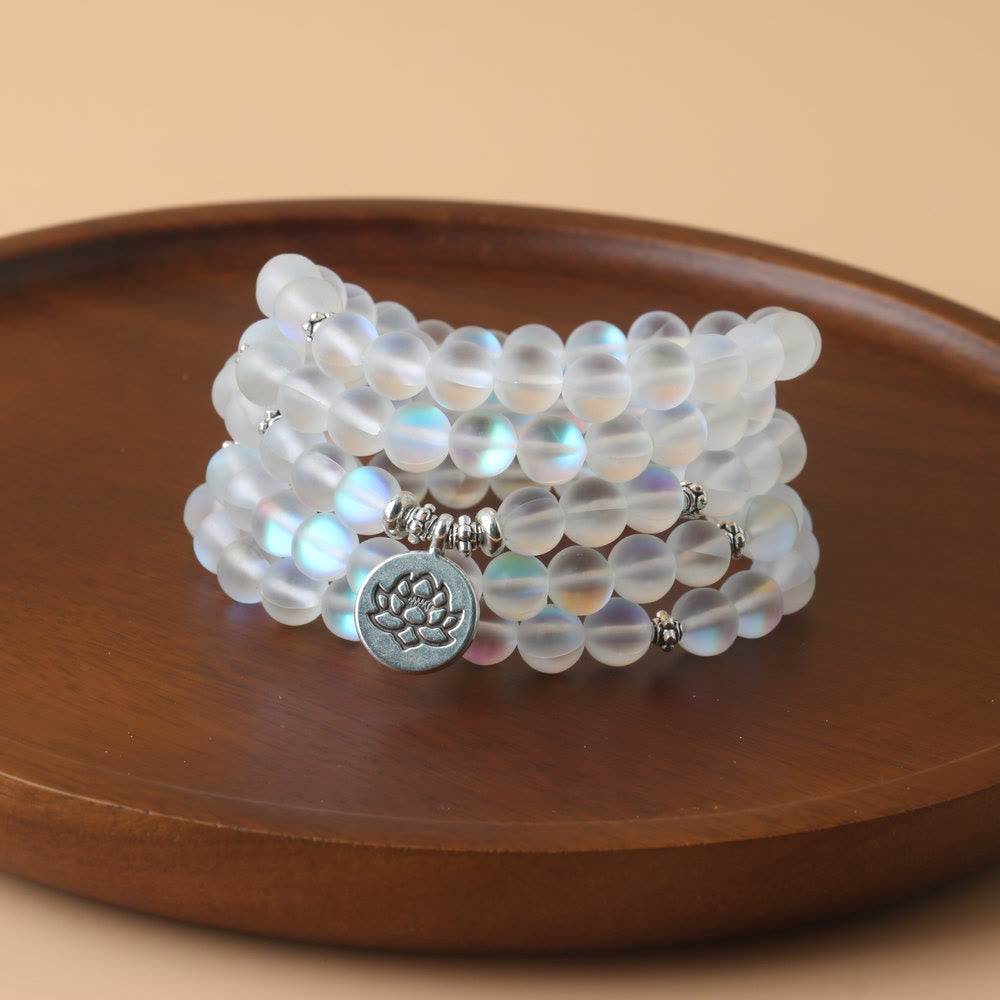 Nimara Ritual 108 Mala Beads Glitter Stone Lotus Enlightenment Bracelet