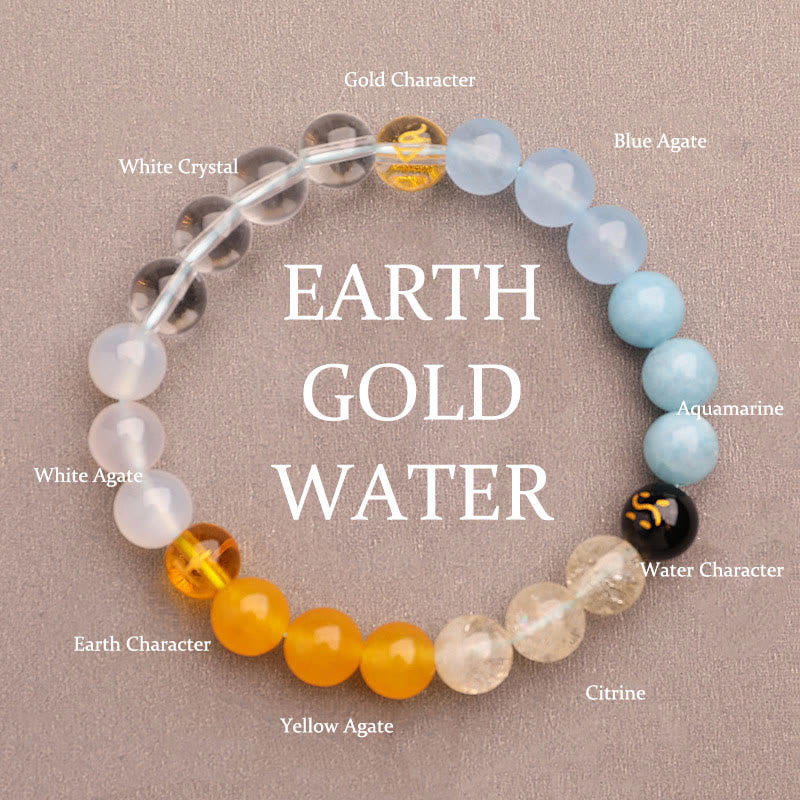 Nimara Ritual Five Elements Various Agate Crystal Green Strawberry Quartz Sun Stone Wealth Bracelet