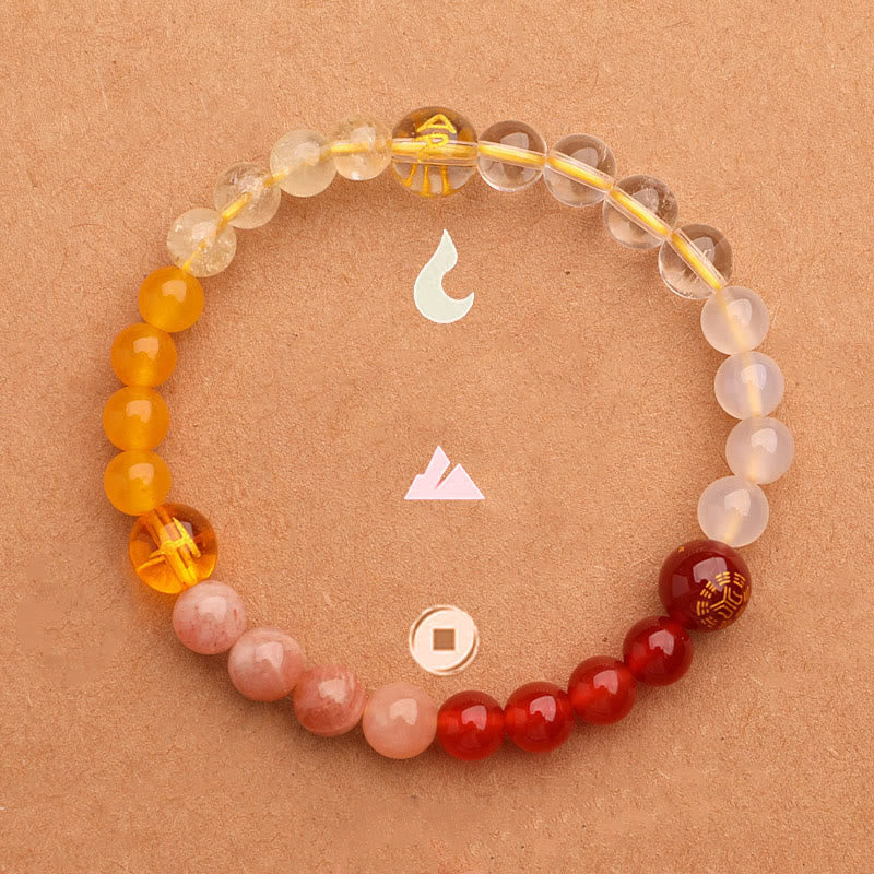 Nimara Ritual Five Elements Various Agate Crystal Green Strawberry Quartz Sun Stone Wealth Bracelet