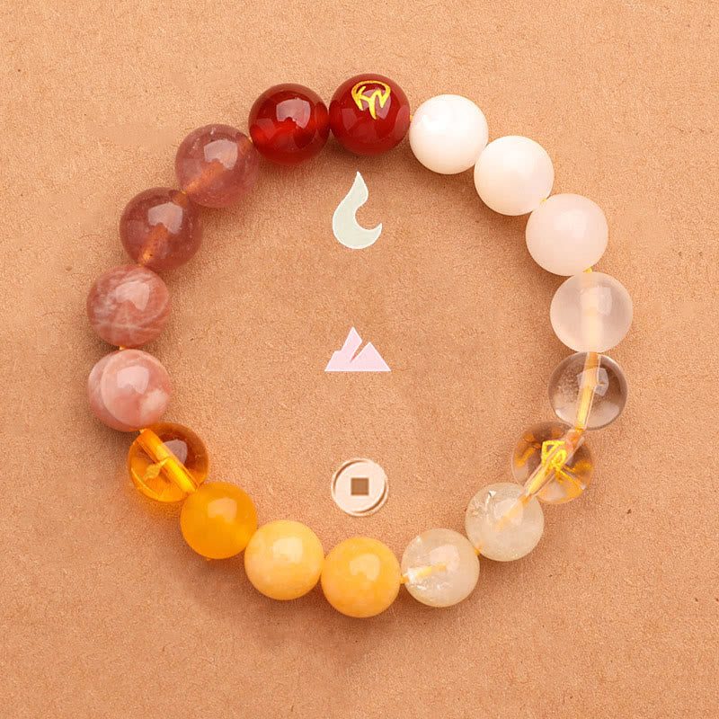 Nimara Ritual Five Elements Various Agate Crystal Green Strawberry Quartz Sun Stone Wealth Bracelet