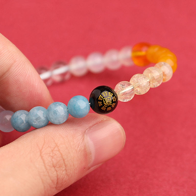 Nimara Ritual Five Elements Various Agate Crystal Green Strawberry Quartz Sun Stone Wealth Bracelet