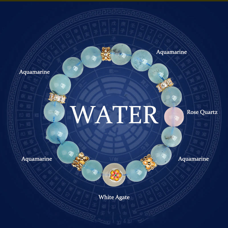 Nimara Ritual Five Elements Various Agate Crystal Green Phantom Rutilated Quartz Green Grape Agate Malachite Luck Bracelet