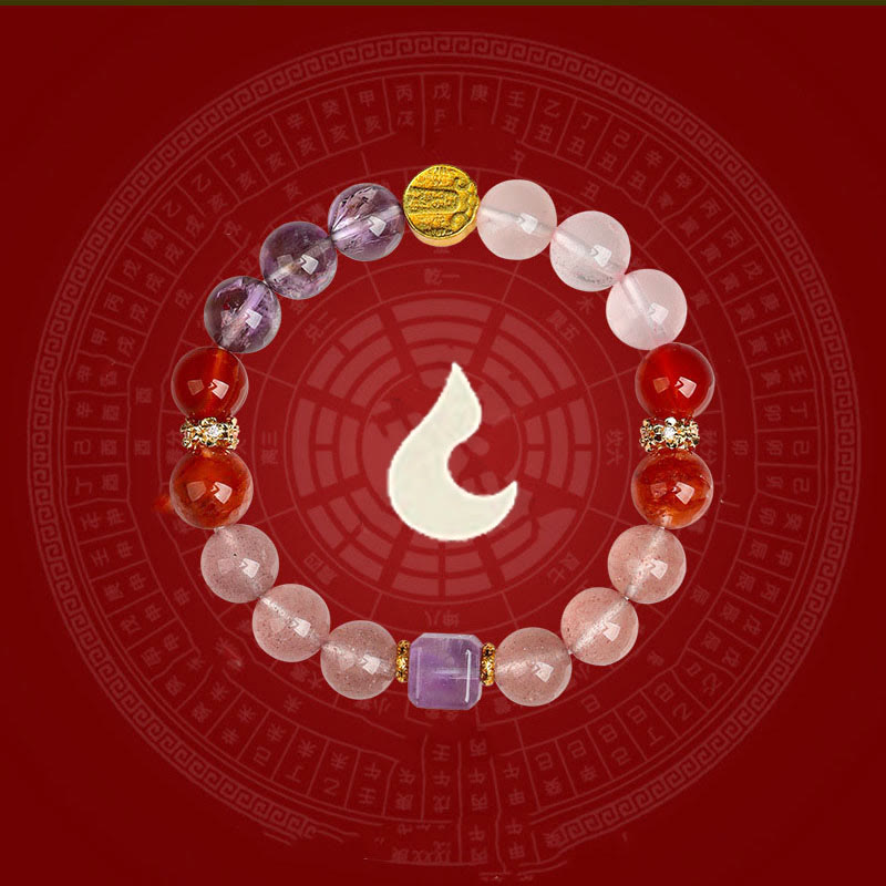 Nimara Ritual Five Elements Various Agate Crystal Green Phantom Rutilated Quartz Green Grape Agate Malachite Luck Bracelet