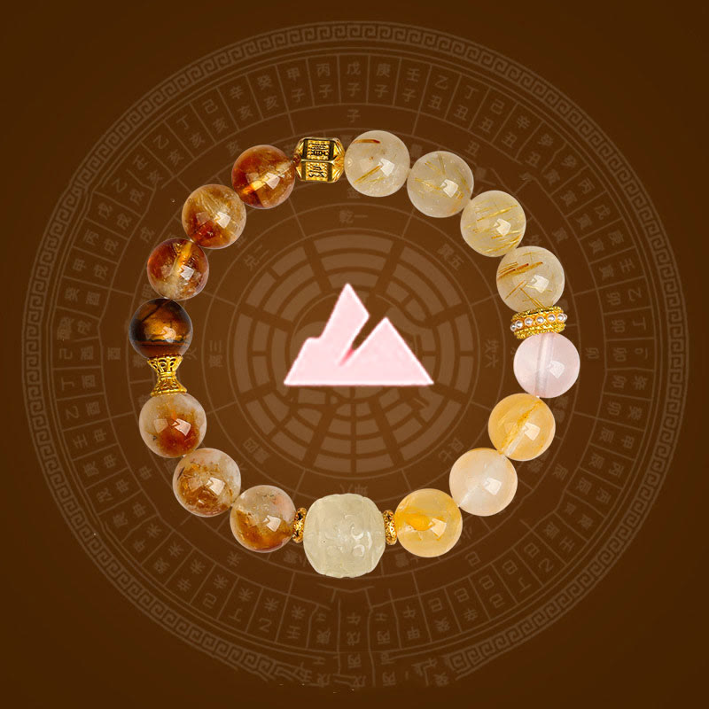 Nimara Ritual Five Elements Various Agate Crystal Green Phantom Rutilated Quartz Green Grape Agate Malachite Luck Bracelet