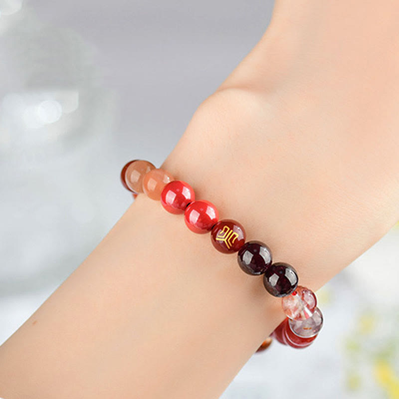 Nimara Ritual Five Elements Various Agate Crystal Rutilated Quartz Tiger Eye Yellow Agate Citrine Luck Bracelet