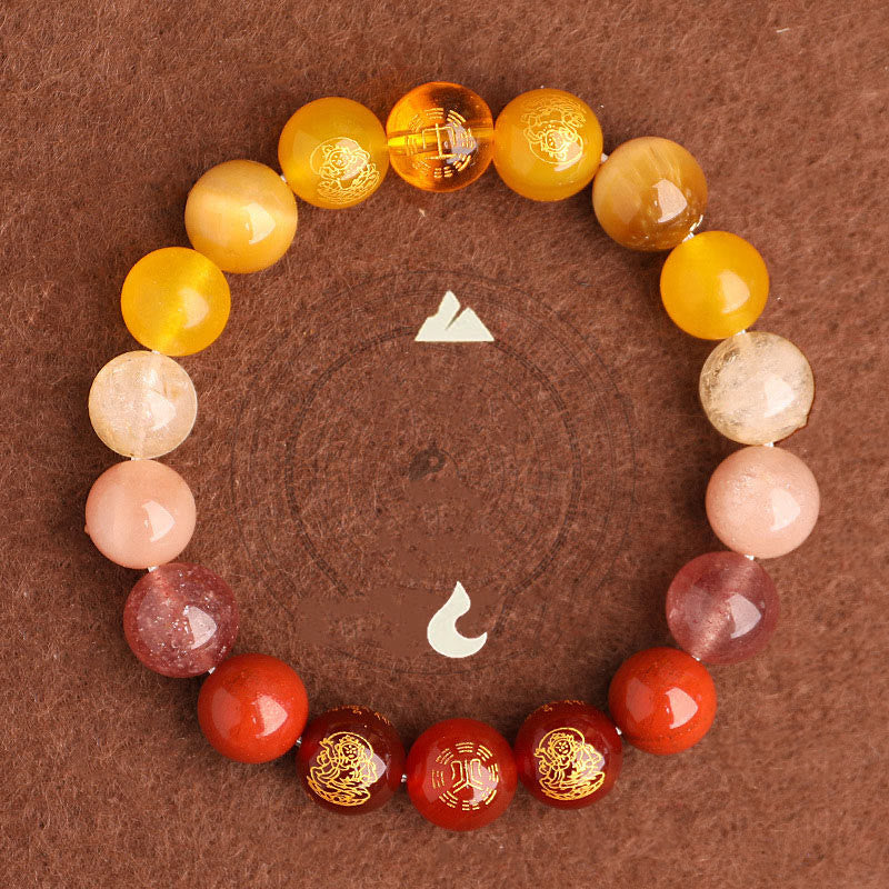 Nimara Ritual Five Elements Various Agate Crystal South Red Agate Strawberry Quartz Sun Stone Citrine Luck Bracelet