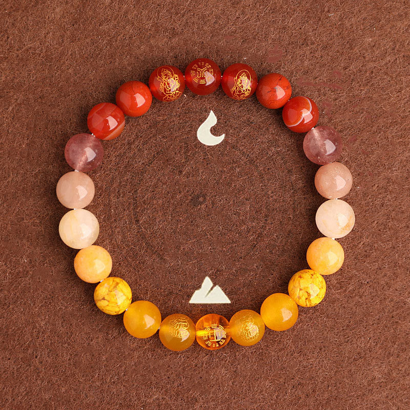 Nimara Ritual Five Elements Various Agate Crystal South Red Agate Strawberry Quartz Sun Stone Citrine Luck Bracelet