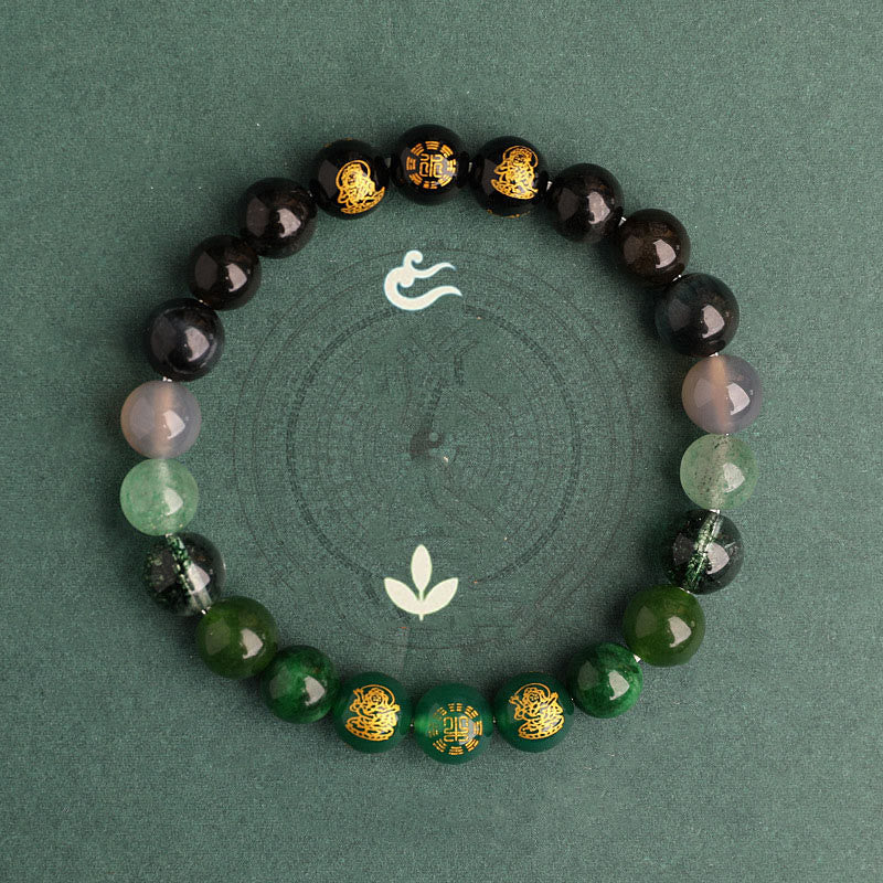 Nimara Ritual Five Elements Various Agate Crystal South Red Agate Strawberry Quartz Sun Stone Citrine Luck Bracelet