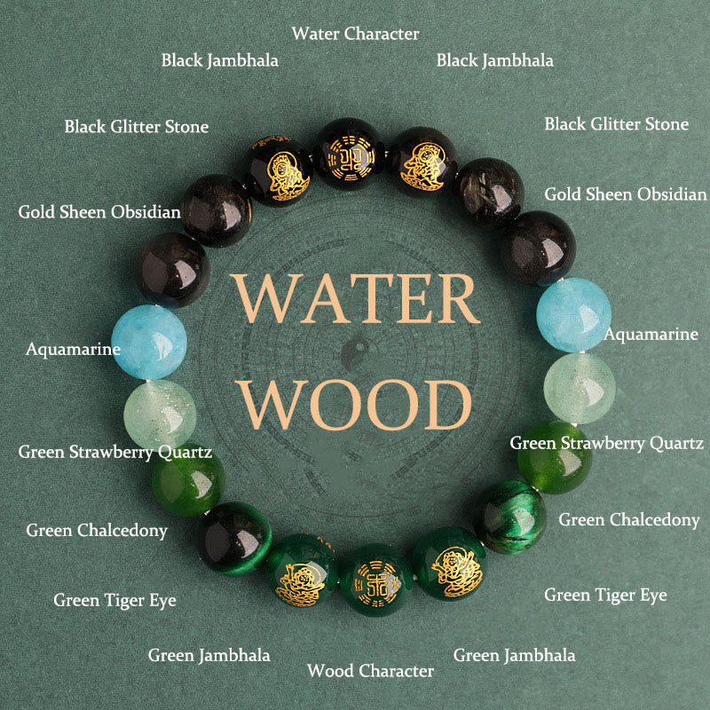 Nimara Ritual Five Elements Various Agate Crystal South Red Agate Strawberry Quartz Sun Stone Citrine Luck Bracelet