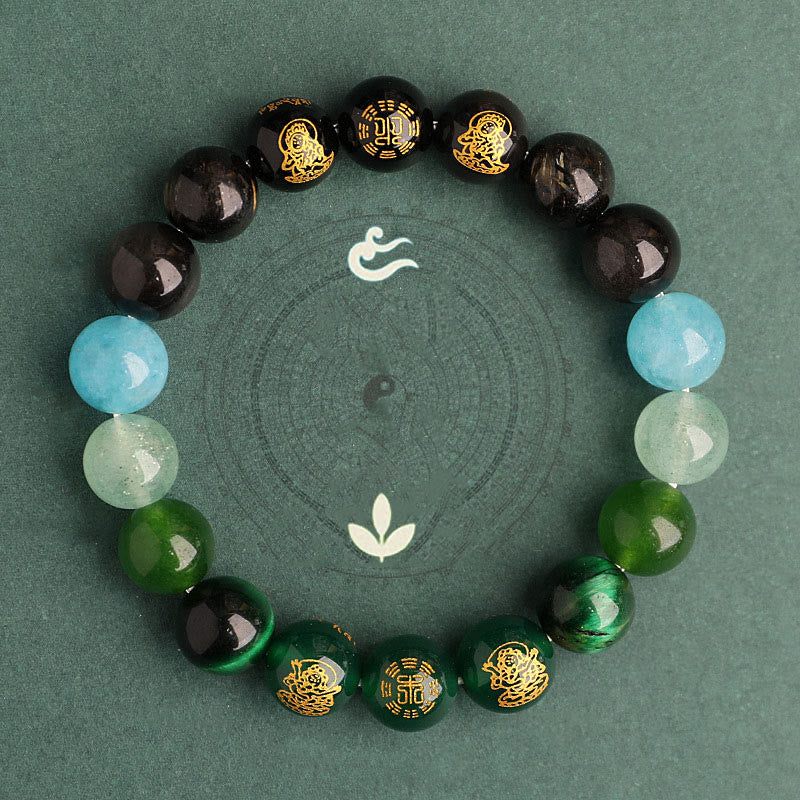 Nimara Ritual Five Elements Various Agate Crystal South Red Agate Strawberry Quartz Sun Stone Citrine Luck Bracelet