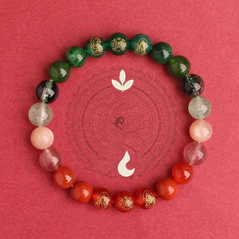 Nimara Ritual Five Elements Various Agate Crystal South Red Agate Strawberry Quartz Sun Stone Citrine Luck Bracelet