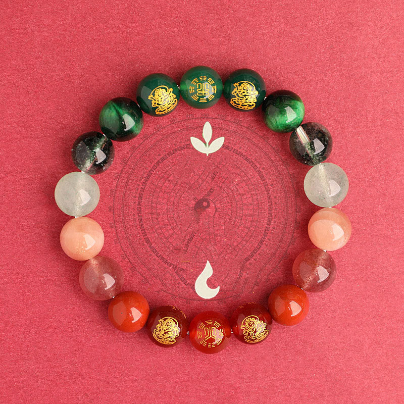 Nimara Ritual Five Elements Various Agate Crystal South Red Agate Strawberry Quartz Sun Stone Citrine Luck Bracelet