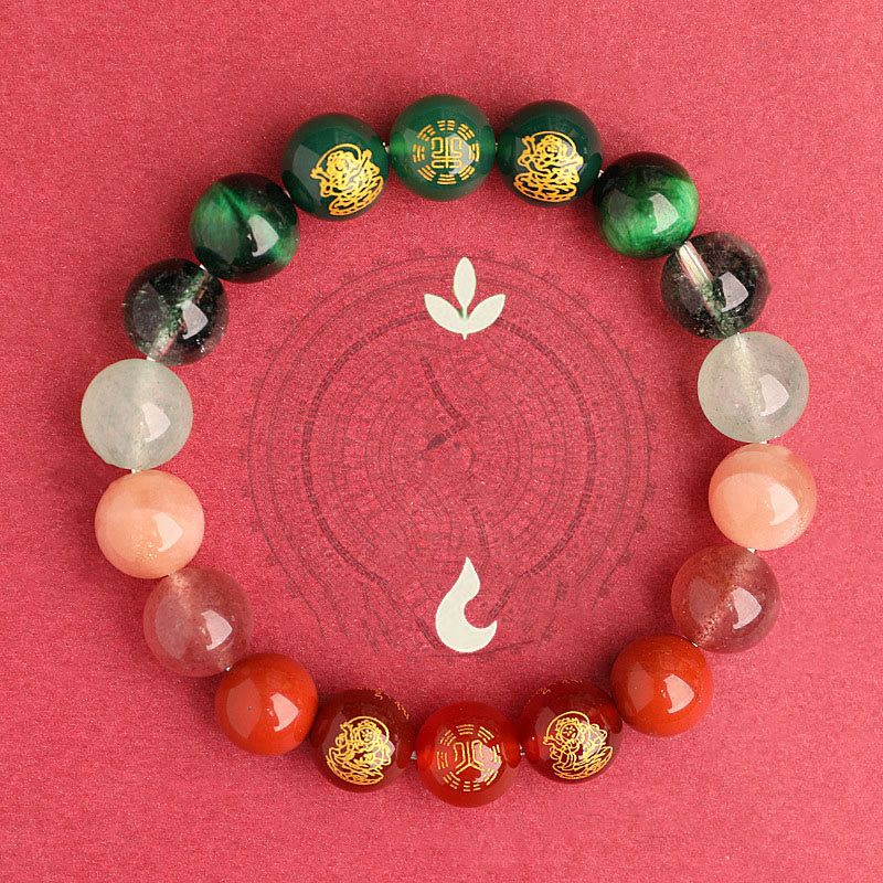 Nimara Ritual Five Elements Various Agate Crystal South Red Agate Strawberry Quartz Sun Stone Citrine Luck Bracelet