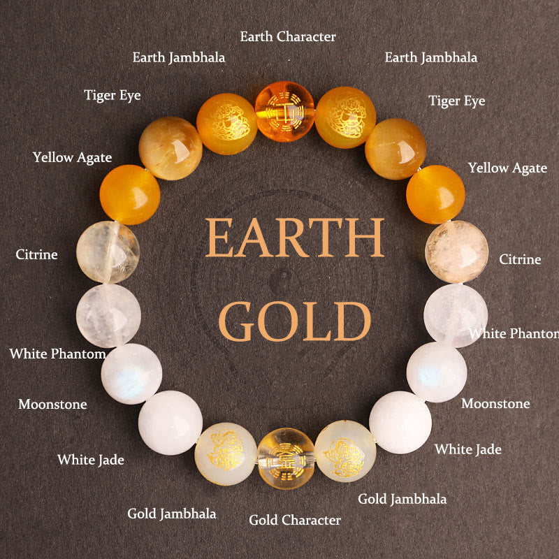 Nimara Ritual Five Elements Various Agate Crystal South Red Agate Strawberry Quartz Sun Stone Citrine Luck Bracelet