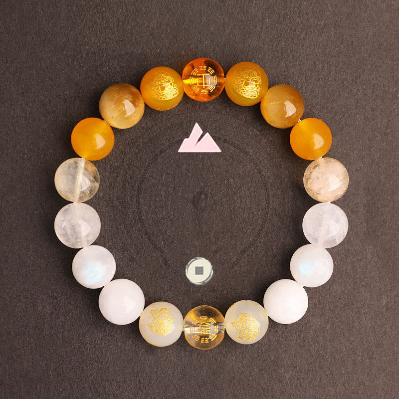 Nimara Ritual Five Elements Various Agate Crystal South Red Agate Strawberry Quartz Sun Stone Citrine Luck Bracelet