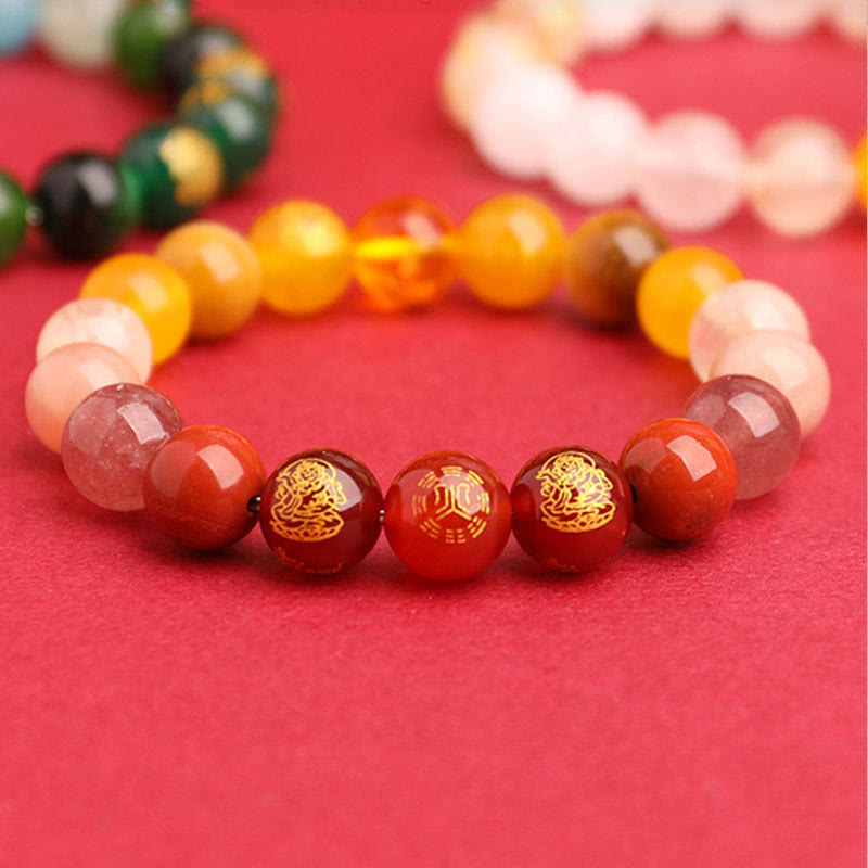 Nimara Ritual Five Elements Various Agate Crystal South Red Agate Strawberry Quartz Sun Stone Citrine Luck Bracelet