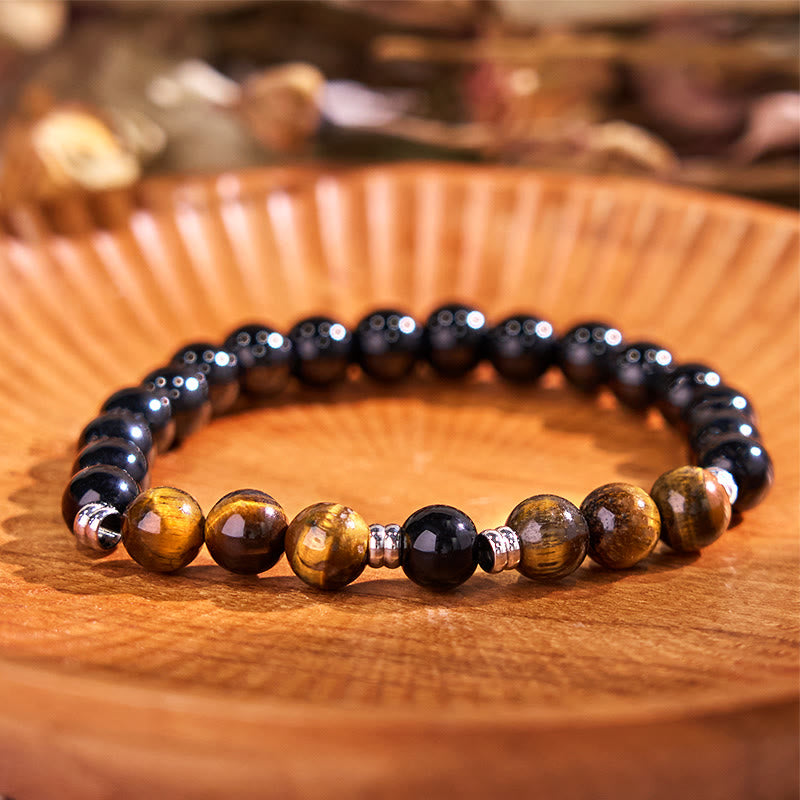 Nimara Ritual 2Pcs Hematite Tiger Eye Blue Tiger Eye Powerful Bracelet Set