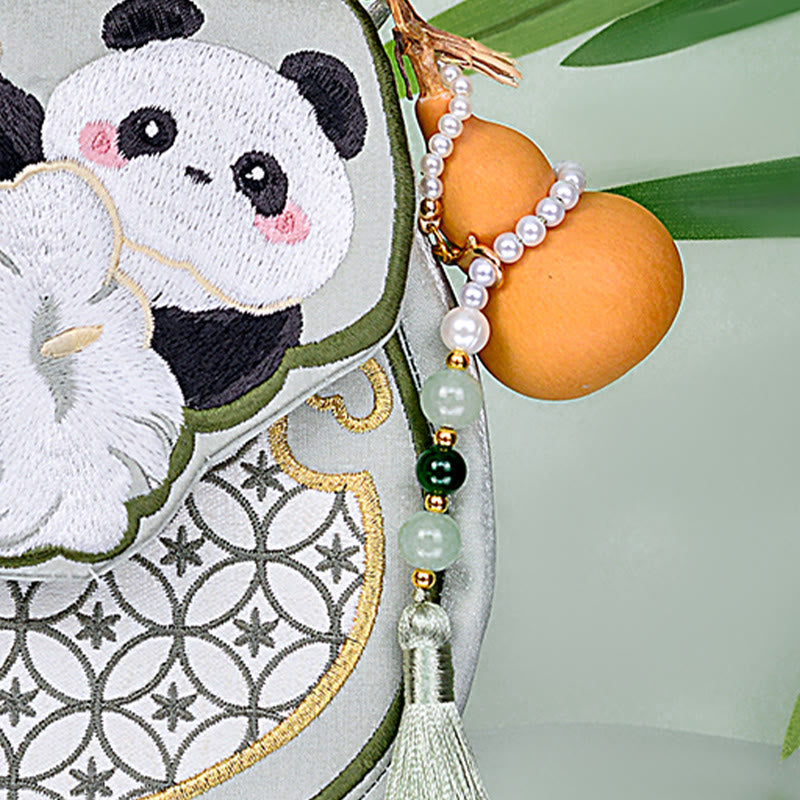 Nimara Ritual Panda Flowers Gourd Pendant Shoulder Bag Crossbody Bag