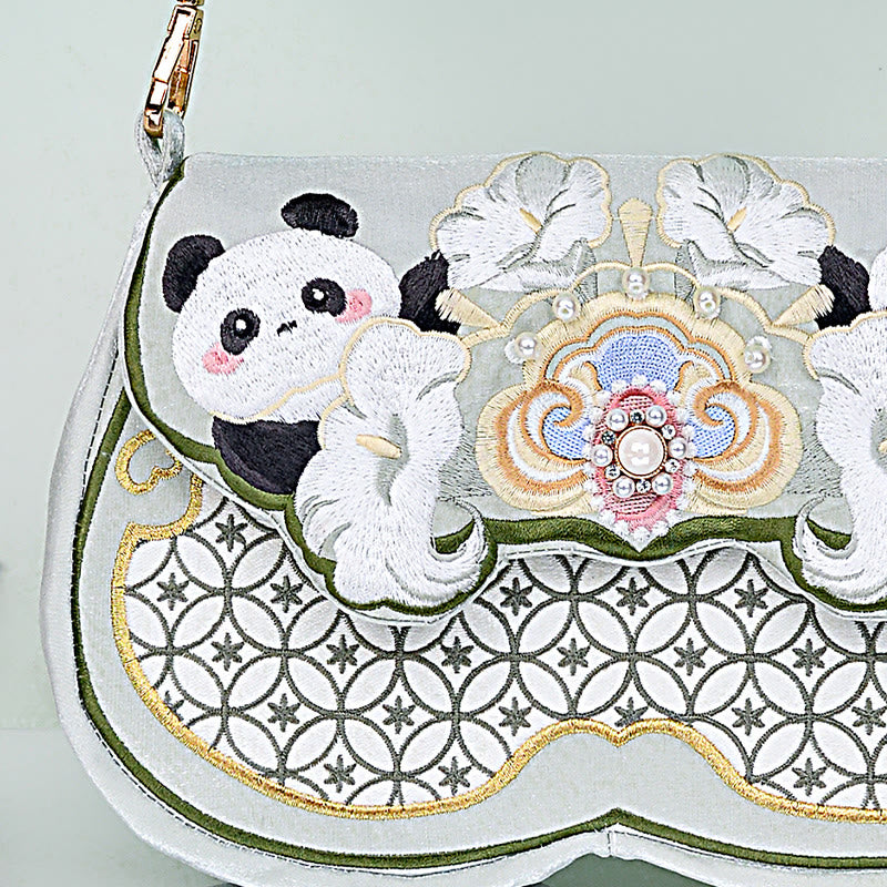 Nimara Ritual Panda Flowers Gourd Pendant Shoulder Bag Crossbody Bag