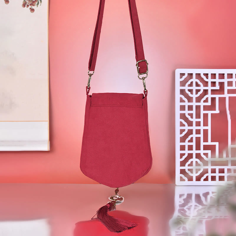 Nimara Ritual Magpie Lychee Embroidery Tassel Shoulder Bag Crossbody Bag
