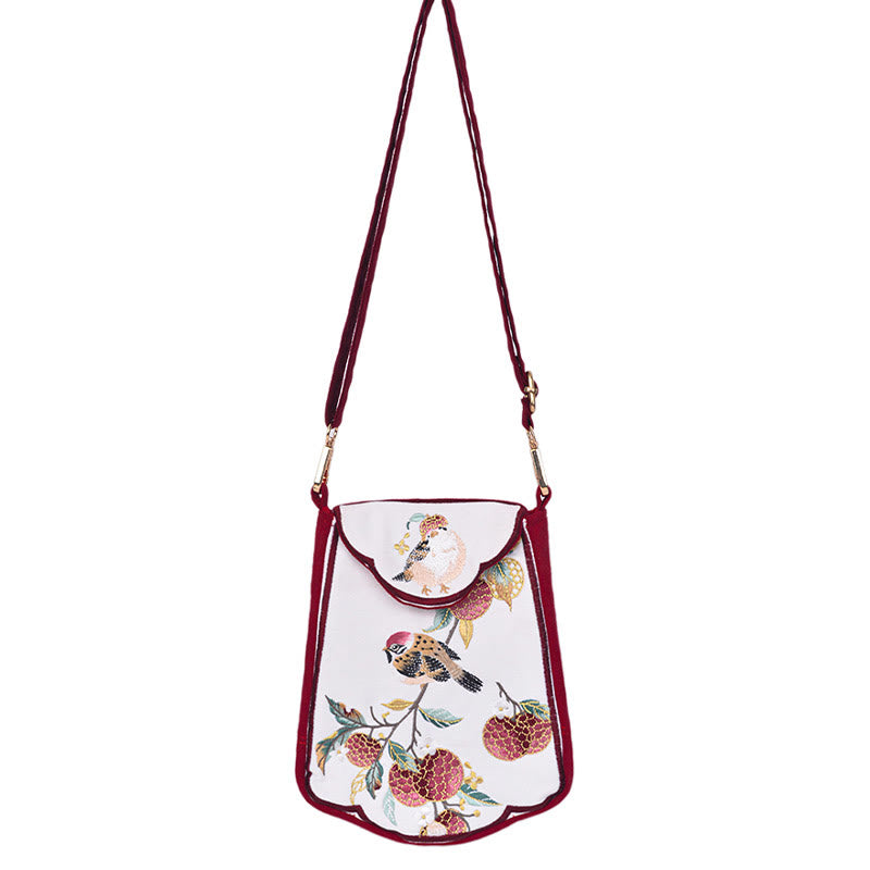 Nimara Ritual Magpie Lychee Embroidery Tassel Shoulder Bag Crossbody Bag