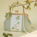 Nimara Ritual Double-sided Flowers Embroidery Pearl Pendant Metal Chain Crossbody Bag Handbags