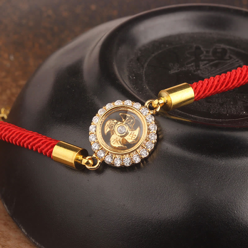 Nimara Ritual Red String Copper Brass Rotatable Windmill Feng Sheng Shui Qi Protection Braided Bracelet