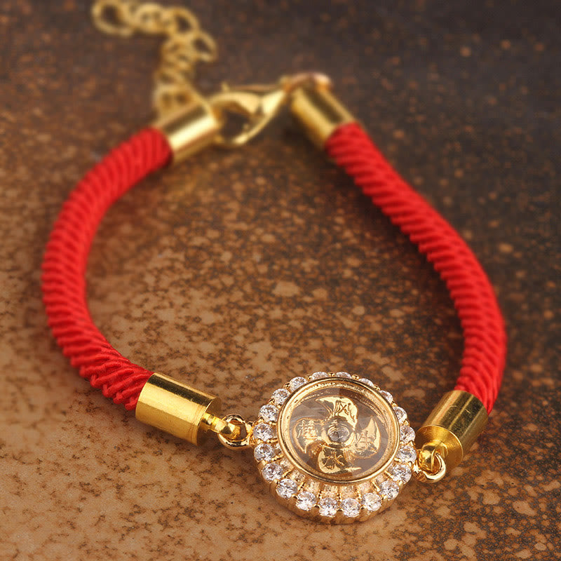 Nimara Ritual Red String Copper Brass Rotatable Windmill Feng Sheng Shui Qi Protection Braided Bracelet